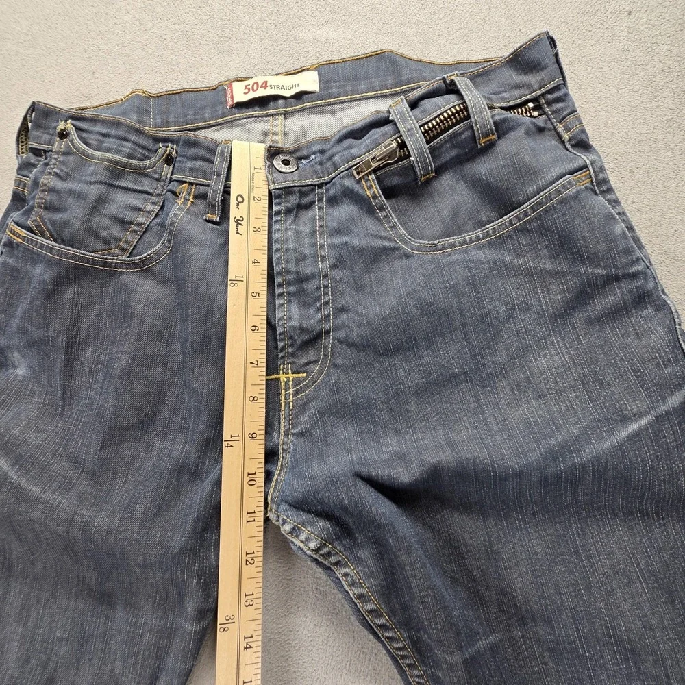 Vintage Levis 504 Jeans Mens Blue‎ Straight Engineered Altered Hem Fits 36x31